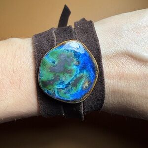 Vintage George Dancy Enamel Leather Wrap Bracelet Canada